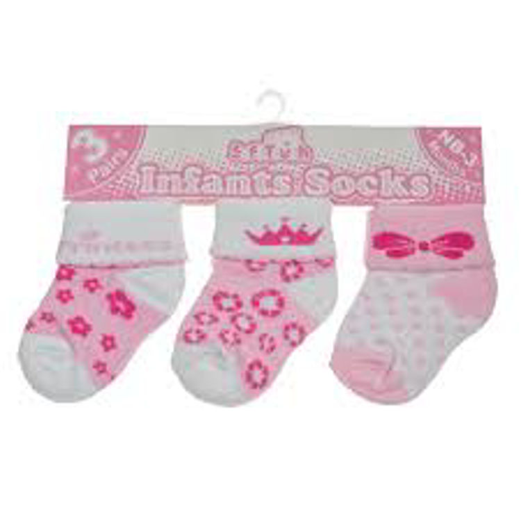 Picture of S67 SOFT TOUCH GIRLS INFANT SOCKS PACK OF THREE